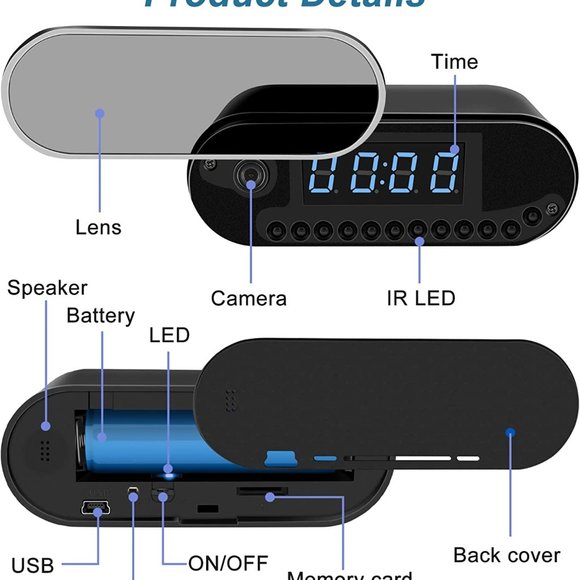 Hidden Security Camera Clock with Night Vision Motion Detection - Picture 3 of 12
